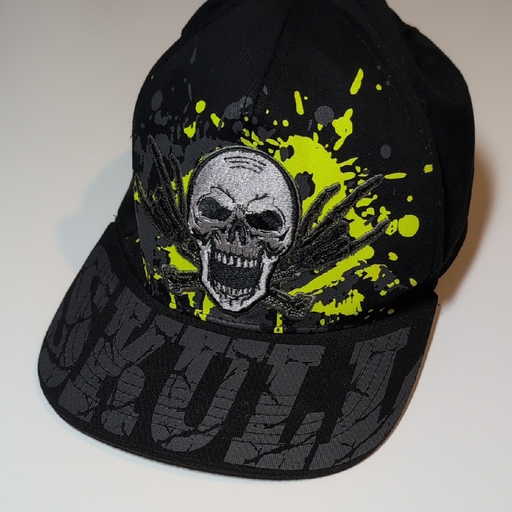 Black Skull Cap with Neon Accents